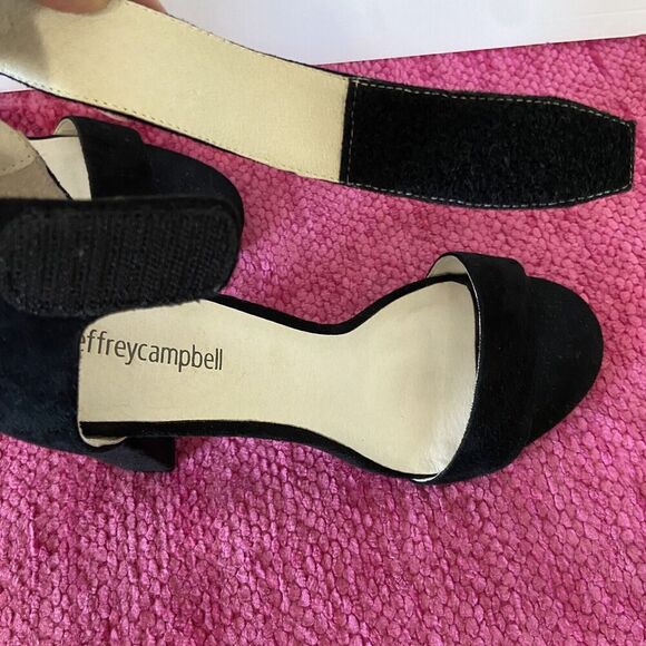 Jeffrey Campbell Lindsay Sandal Heels Black Suede Size 9.5 - Picture 7 of 14